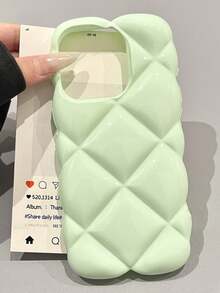 Shiny Sequin Rhombus Glossy Phone Case, Compatible With IPhone 17 Pro Max, 17 Pro, 17 Air, 17, 16, 15, 14, 13, 12, 11 Pro Max, 16 Plus, 3D Geometric Pattern, Shock-Proof Transparent Soft Shell - Green - View 4