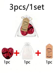 15pcs/Set Wedding Favours Transparent Organza Bags + Heart-Shaped Pink Folding Mirror + Thank You Card Wedding Celebrations, Parties, Birthdays, Christenings, Anniversary Gifts Gift Bag Set - Multicolor - View 7