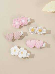 5/7 Peças Conjunto de Presilhas de Cabelo de Menina Princesa com Flores Florais Rosas Fofas da Primavera, Conjunto de Acessórios de Cabelo Doce de Cobertura Total - Cor misturada - Visão 2