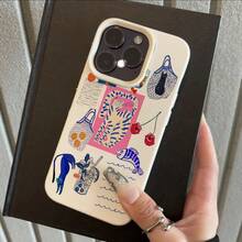 Estuche Retro con Diseño de Gato y Frutas Textura Lichi Funda Protectora de Alta Calidad para iPhone 16/15/14/12 Pro Max Series 12Pro 13ProMax 14Plus 15Plus 16Plus 14Pro 15ProMax 16Pro 14ProMax 13ProMax 12PM Regalo de Cumpleaños Regalo Festivo Detalle para Pareja o Novio/Novia carcasa de celular con estilo tierno kawaii ideal como regalo de navidad y Christmas para amantes de los gatos uso diario oficina y universidad - Color 1 - Ver 8