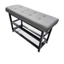 Shoe Rack Bench With Cushioned Seat, Ideal For Entryway Or Bedroom, Shoe Holder, Upholstered With Tufted Detailing - Xám - Xem 5