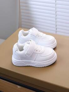 1 Pair Kids Casual Sneakers, Autumn New Girls Soft Sole White Shoes, Toddler Fashion Non-Slip Hook And Loop Flat Shoes, Girls Daily Outdoor Tennis Shoes - White - View 6