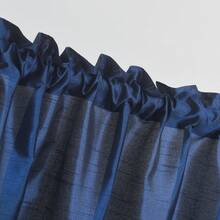 2 Panels Rod Pocket Faux Silk Semi-Sheer Curtains For Living Room Bedroom - Màu xanh nước biển - Xem 5