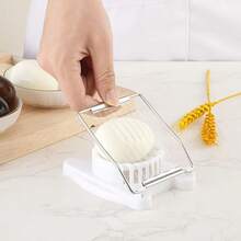 1pc Stainless Steel Egg Slicer With Plastic Handle - Manual Handheld Kitchen Tool For Precise Cutting Of Eggs, Fruits And Vegetables - Durable And Easy To Clean Design, Suitable For Home And Restaurant Use, Restaurant Kitchenware | Manual Egg Cutter | Durable Plastic Handle