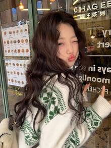 复古圣诞系列费尔岛毛衣设计撞色女式毛衣 - 綠色 - 查看 1
