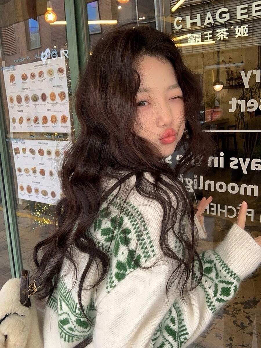 复古圣诞系列费尔岛毛衣设计撞色女式毛衣 - 綠色 - 查看 1