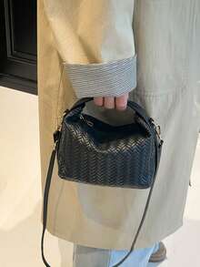 Fashionable Contrast Color Handbag, Versatile For Commuting - Black - View 3