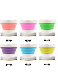 1 Stück Mini faltbarer Silikon Farbeimer, Aquarellpinsel Waschbecher, Mehrzweck Kunstbedarf - Verschiedenfarbig - Übersicht 6