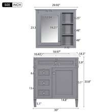 MERAX 30'' Bathroom Vanity With Top Sink, Modern Bathroom Storage Cabinet With 2 Drawers And A Tip-Out Drawer, Freestanding Vanity Set With Mirror Cabinet, Single Sink Bathroom Vanity,Grey - Grey - View 8