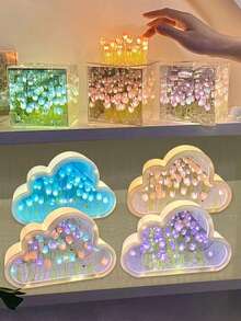 1 قطعة إضاءة ليلية إبداعية، مصباح زهرة رومانسي على شكل سحابة الدوبامين بأسلوب إنستغرام الأكثر مبيعًا، إضاءة ليلية صغيرة بتصميم زهرة التوليب متعددة الألوان قابلة للتجميع الذكي، هدية عيد الحب، هدية عيد ميلاد، ديكور غرفة نوم إبداعي، مصباح ليلي مزيف للزهور، مناسب أيضًا كهدية لعيد الهالوين والكريسماس، مثالي كهدية لعيد الحب والميلاد والهالوين والكريسماس ورأس السنة - متعدد الألوان - مشاهدة 1