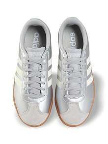 Adidas VL Court Base 女款运动鞋 透气吸汗 弹性好 百搭 Logo 纯色 易洗快干 日常步行 户外上学 女款 银/棕色 JQ3048 - 銀色/棕色 - 查看 4