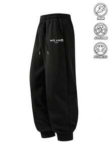 男士纯色简约百搭针织裤，十字印花，时尚有型，适合运动和休闲场合，款式多样，穿着舒适。女士们可以买来送给男友或丈夫，这将是一份很棒的礼物。 - 黑色 - 查看 3