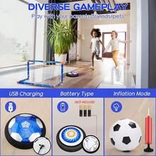 Toys Hover Hockey Soccer Ball Set With 3 Goals Rechargeable Floating Air Soccer Ball With Led Light And Foam Bumper Indoor Outdoor Sport Games Toys Gifts For Boys Girls Aged 3 4 5 6 7 8-12 - As Pic - View 2