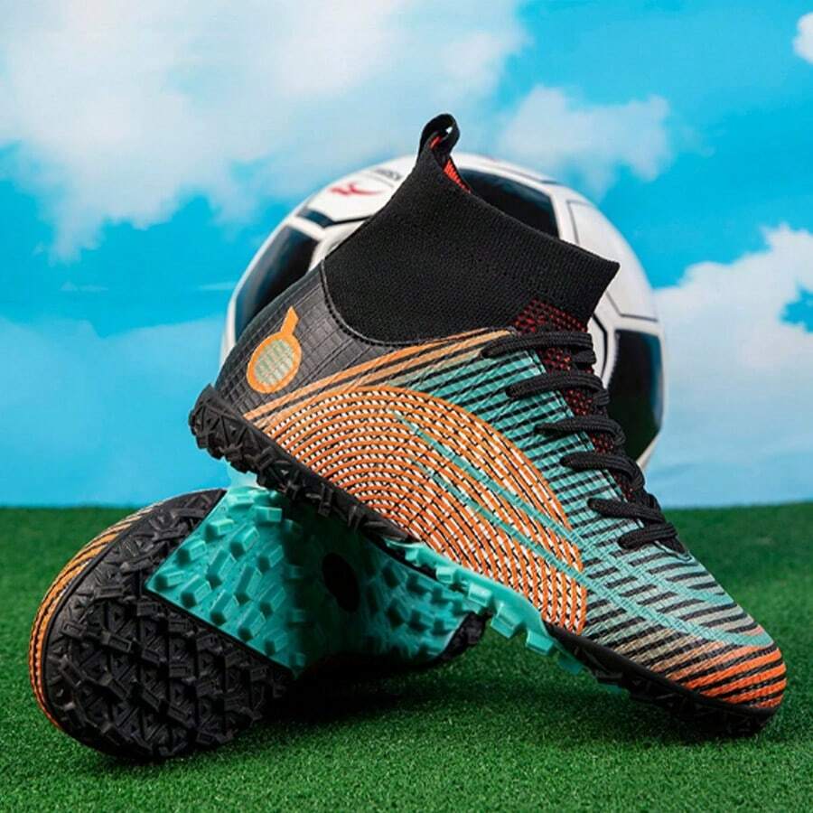 Kids Soccer Shoes - 黑橘色 - 查看 1