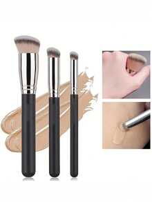 3支装专业粉底遮瑕刷，斜角轮廓化妆刷，女士美妆工具，BB霜 - 彩色 - 查看 1