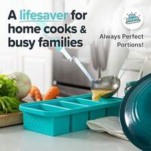 3Souper Cubes 1 Cup Silicone Soup Freezer Molds With Lids Steel Reinforced Rim For Durable Use Ideal For Freezing Broth Rice Individual Meal Portions And Convenient Meal Prepping Aqua 2Pack - 水藍色 - 查看 4