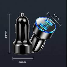 200W 双 USB 车载充电器，快速充电，带数字显示屏，适用于 的车载手机充电器适配器。 - 黑色 - 查看 7