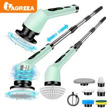 IAGREEA Electric Spin Scrubber, Cordless Cleaning Brush, Shower Cleaning Brush With 9 Or 6 Brush Heads 2H Power Dual Speed, Adjustable Extension Handle, 360 Cordless Cleaning Brush For Bathroom, Bathtub, Tiles, USB-C Charging Cable, Rotating Cleaning Brush, 2000mAH