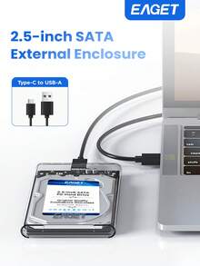 Portable Hard Drive Enclosure, SATA To USB 3.0 SSD Hard Drive Enclosure, 2.5 Inch HDD SSD External Hard Drive Enclosure, High Speed 5Gbps USB 3.0 To Type-C Transparent Portable Hard Drive Box, Compatible With PC/Laptop Windows System