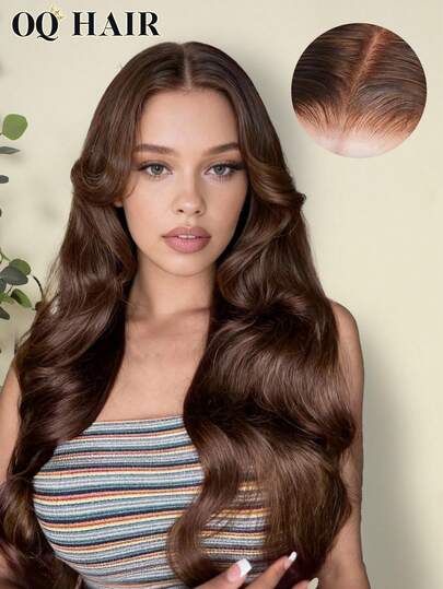 OQ Hair Wear And Go Glueless Wigs Body Wave Hair 180% 16-28 Inch Pre-Plucked 6x4 Transparent Lace Closure Wigs Brown Color Hair Accessory Natural Hairline Beginner Friendly Sport Vacation Travel Festival Prom Outdoor Cosplay Campus School Beach Wedding Camping Holiday Outfits Autumn Outfits Vacay Vibes Charm Elegant Casual Fashion Styles Halloween Decoration Gifts For Women