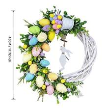 Realistic Rabbit Wreath Ornament For Easter Front Door Decoration Vivid Handmade Rabbit Garland With Bright Colors Suitable For Home Wall Window Banquet And Holiday Decor - 彩色 - 查看 5