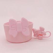 2pcs/Set Christmas Cup Accessories, Silicone Dustproof Straw & Straw Lid