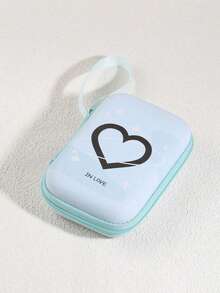 Bow-Tie Heart Shaped Earphone Cable Charger Storage Bag, Earphone Case, Cartoon Creative Anti-Drop Zipper Pouch