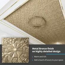 Decorative Ceiling Tile 2x2, Lay In Ceiling Tile 24x24 Pack Of 12pcs Spanish Floral In Matt White - 24"x24" + Antique Gold - View 3