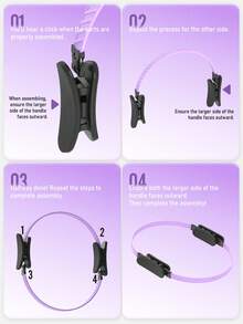 JKSHMYT Silicone Pilates Ring-14.5" Home Pilates Kit With Padded Handles, Mini Ball, Resistance Bands, Guide & Bag, Better Me Pilates Essentials Circle Set For Workouts Women - 紫色 - 查看 2