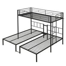 Twin Over Twin Over Twin Bunk Bed ,Triple Bunk Bed With A Vertical Ladder, Metal Frame Bunk Bed With Safety Rail, Twin Over Twin Over Twin Triple Bunk - White + Metal - View 7