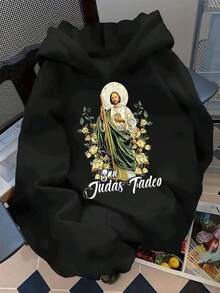 Una sudadera con capucha para mujer, de manga larga con cordón, con estampado de  Tadeo, moda femenina, ropa para Navidad y Año Nuevo - Negro - Ver 1
