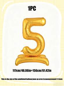 1pc 60-Inch Giant Standing Foil Number Balloon, Gold/Silver/Rainbow Color 0-9 Base Digit Balloons Suitable For Birthday Party, Anniversary, Event, Storefront Display, Family Gathering Decoration - Multicolor - View 16
