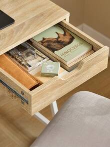 SoBuy FWT63-N Mesa de Escritorio Mesa de Ordenador con 2 cajones y 1 Estante L81 cm x P50cm x H100cm ES Mesa Escritorio Silla de Oficina Muebles de Oficina en Casa, Mobiliario de estudio Caqui estilo nórdico, estilo sencillo Metal 76x50x75 cm - Marrón - Ver 6