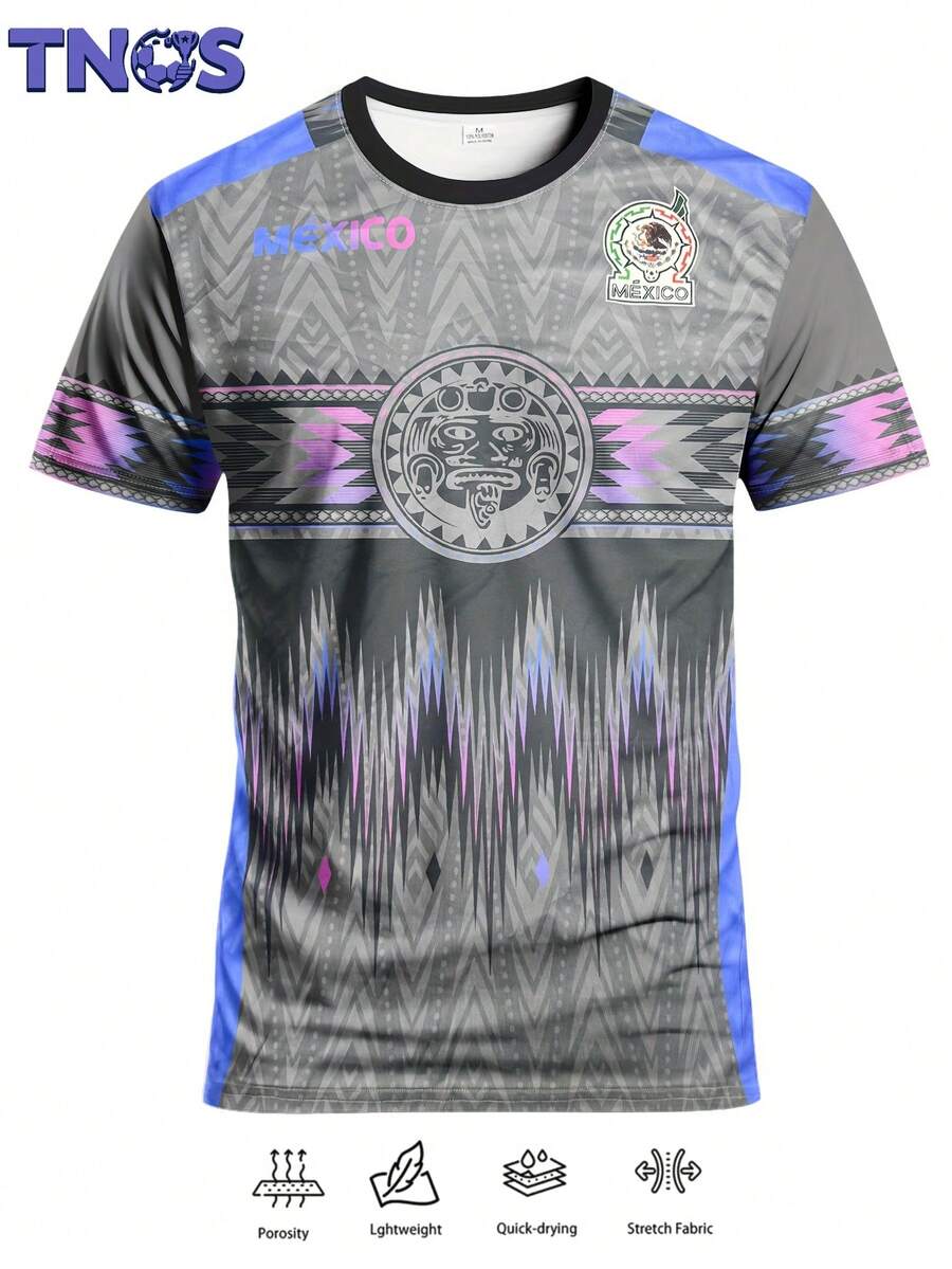 Mexican Men's Youth Soccer Jersey Short Sleeve Football Shirt & Outdoor Sports Football Gear Clothing & Professional Sportswear & Suitable For Soccer Matches, Soccer Training, Outdoor Fitness & Men's Gift