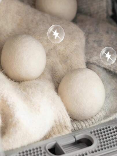 3/6 piezas Bolas de secadora de lana reutilizables - Para usar en lavadoras y telas en productos de limpieza del hogar, pueden reemplazar el suavizante de telas, reducir las arrugas y la electricidad estática