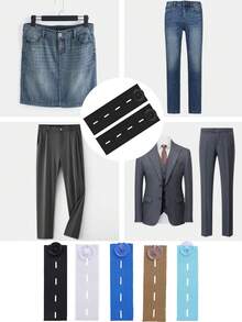 6pcs Adjustable Waistband Extender Buckle, Elastic Button Extenders,Premium Button Extender,Maternity And Overweight Men's Pants Extender,For Loose Pants,Jeans, Trousers, Skirt,Dress,Practical Sewing Tool(Black,White,Blue,Dark Blue,Light Blue) - Multicolor - View 4