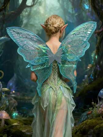 1PC Super Large Gold Foil Butterfly Wing, Shiny And Transparent Angel Fairy Wings, Adult Costume Props. Suitable For Various Holiday Parties, Bars,Elfears, And Christmas