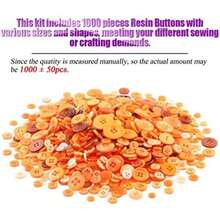 Swpeet 1000 botones de costura para manualidades navideñas, 2 y 4 agujeros, color rojo, redondos, de resina, adecuados para decoraciones de costura, proyectos de arte y manualidades, decoración de bricolaje, color rojo(Naranja) - Multicolor - Ver 5