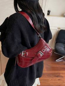 1PC Y2K Gothic Fashionable Type Rivet Decoration Vintage Block Decoration Women's Shoulder Bags And Shoulder Botes Are Adjusted For Daily Travel, Perfect For Music Festival, Rock Style Bag For Women, Fashionable Burgundy Bag, Retro Inspired Bag For Women - Nhiều màu - Xem 13