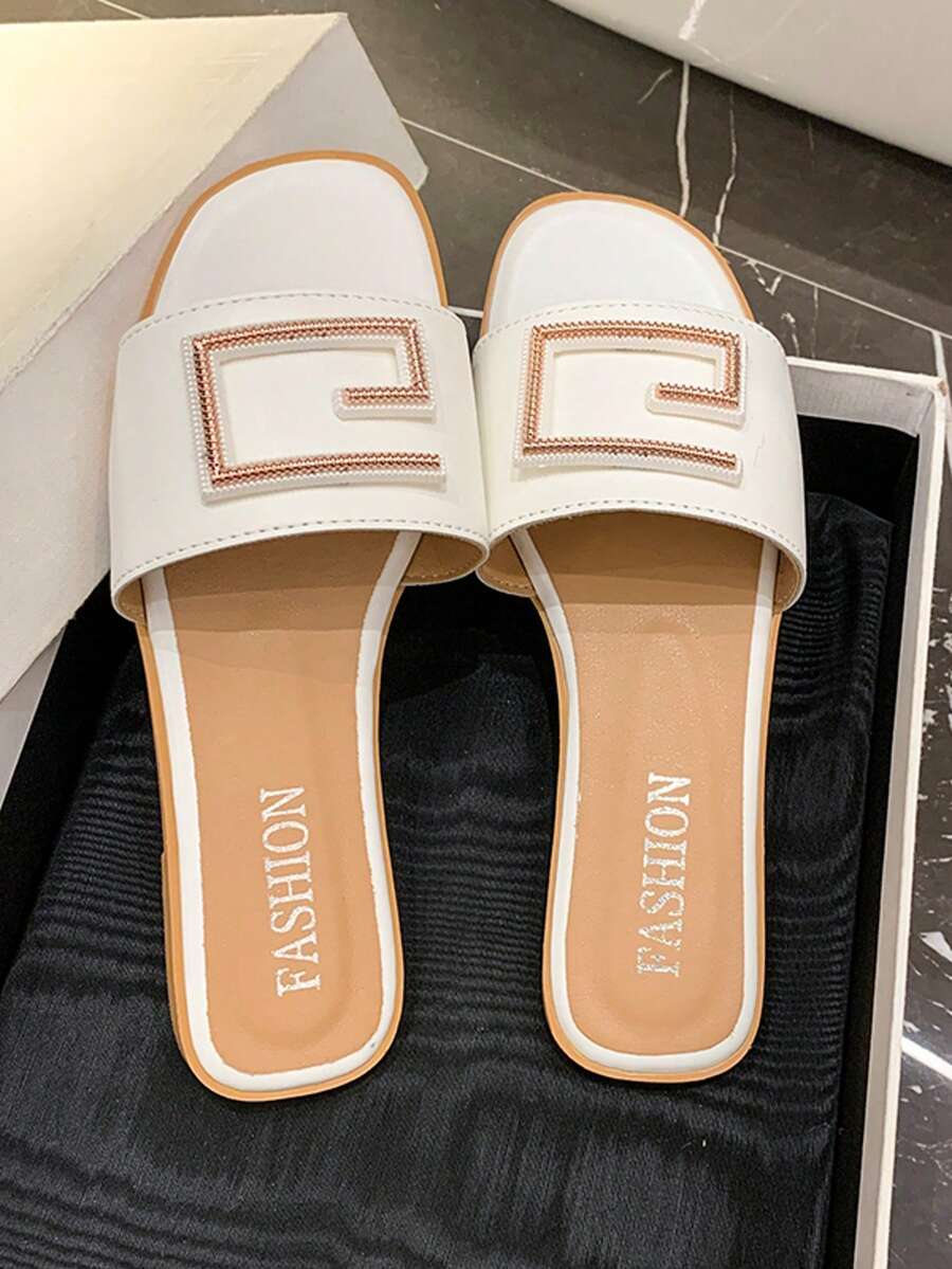 Nuevas sandalias con forma de G de metal de moda para el hogar y la playa - Blanco - Ver 1