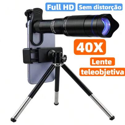 4k HD 40xFMC 35mm Super Telefoto Zoom Telescópio Monocular Telescópio para celular para tirar fotos e vídeos LAY-40X
