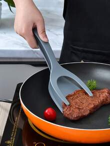 3/1pc 2-In-1 Spatula And Tongs, Non-Stick Pancake Flipper, Egg Flip Tongs, Kitchen Egg Turning Spatula, Omelette Spatula Egg Tongs, Multi-Purpose Non-Stick Kitchen Tools, Omelette Maker Cooking Utensils For Steak, Omelette, Pancake, Egg, Grill (Red, Black, Grey) - Multicolor - View 7
