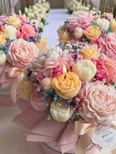 3pcs 3D Flower Silicone Candle Mold, Peony & Rose Flower Mold, DIY Resin, Candle& Soap Molds For Scented Candles, Gypsum Crafts, Handcrafted Home Decor, Valentine's Day DIY Gifts, Mother'S Day Gift, Wedding Crafts& Holiday Gifts