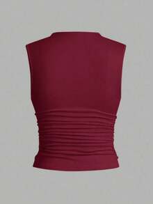 2-Piece Set Of Women's Sleeveless Pleated Tank Tops - Trắng và Đỏ - Xem 3