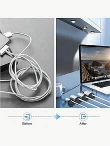 3pcs Cable Clips With Adhesive Hooks, Cable Management System, Random Color, Men's Tool - Default - View 8