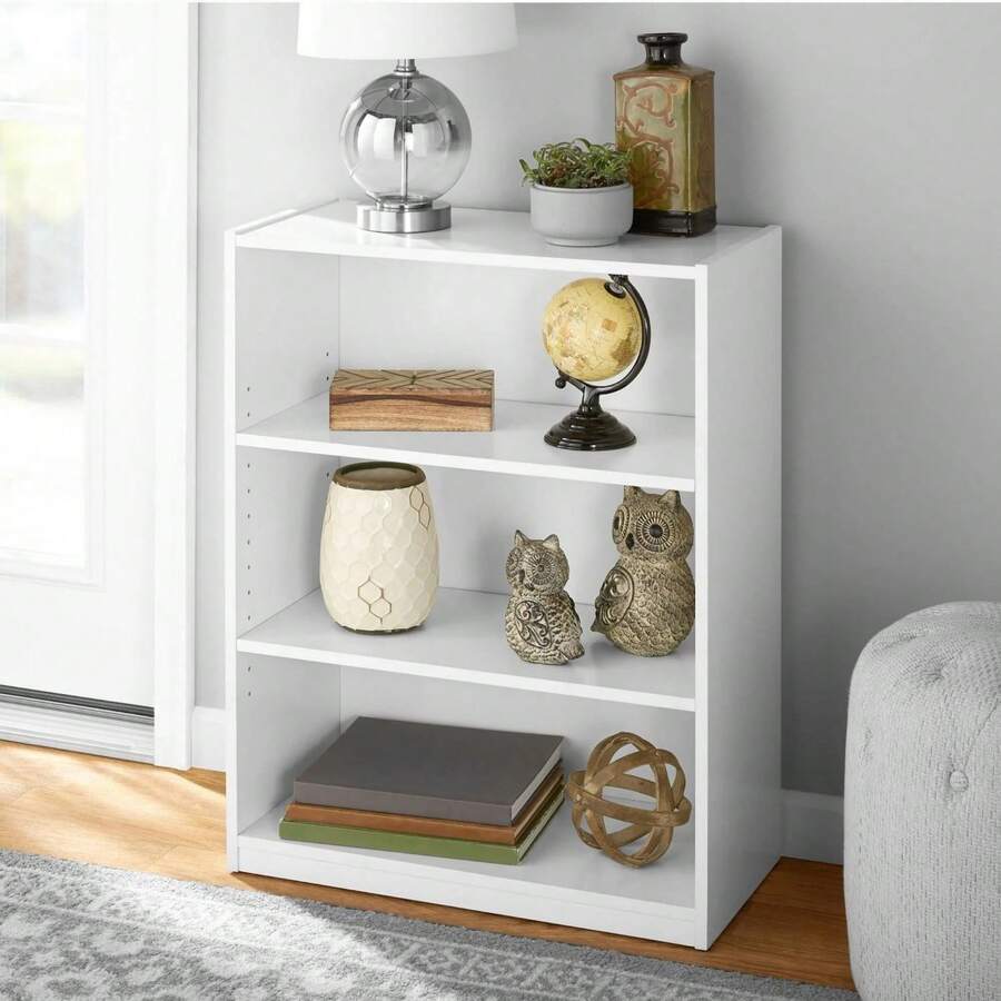 3-Shelf Bookcase With Adjustable Shelves - Versatile Storage Solution For Home & Office, 3 Height-Adjustable Shelves Accommodate Books Of All Sizes (Paperbacks, Hardcovers, Textbooks) & Decor Items (Photo Frames, Potted Plants), Sturdy Engineered Wood Construction Supports Up To 40 Lbs Per Shelf (No Wobbling Even Fully Loaded), Open Design Ensures Easy Access To Items & Adds Airy Feel To Rooms, Compact Dimensions Saves Floor Space (Perfect For Small Living Rooms, Bedrooms & Home Offices), Easy To Assemble With Included Tools & Step-By-Step Instructions, Neutral Wood Tone/Black/White Complements Modern, Industrial & Farmhouse Decor, Ideal For Organizing Clutter & Displaying Collectibles, Suitable For Families, Students & Professionals - 白色 - 查看 1