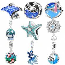 CYCUFF 1件镀银海洋生物吊坠，包含海豚、鲸鱼和海星图案，适合DIY手链、项链等饰品制作，是生日或女士礼物的绝佳选择。 - 彩色 - 查看 12