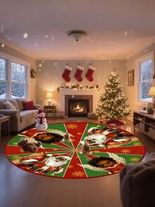 1件装非裔美国人圣诞老人圣诞树裙，涤纶材质，饰有红绿雪花图案，适合节日家居装饰，也适合冬季庆祝活动、圣诞节装饰、圣诞礼物和家居装饰。 - 彩色 - 查看 12