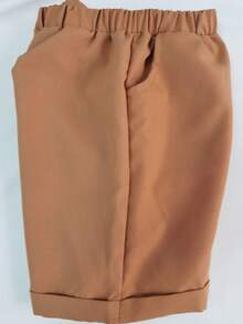 Toddler Boys' Leaf Print Short Sleeve Outfit, Comfortable & Fashionable Top And Khaki Shorts, Suitable For Playground, Park And Daily Wear - Multicolor - View 8