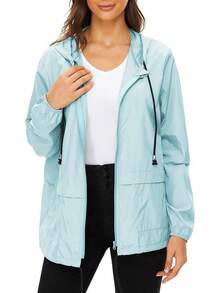 Packable Waterproof Lightweight Women's Rain Jackets With Hood Windbreaker - Z Mint Green - View 7